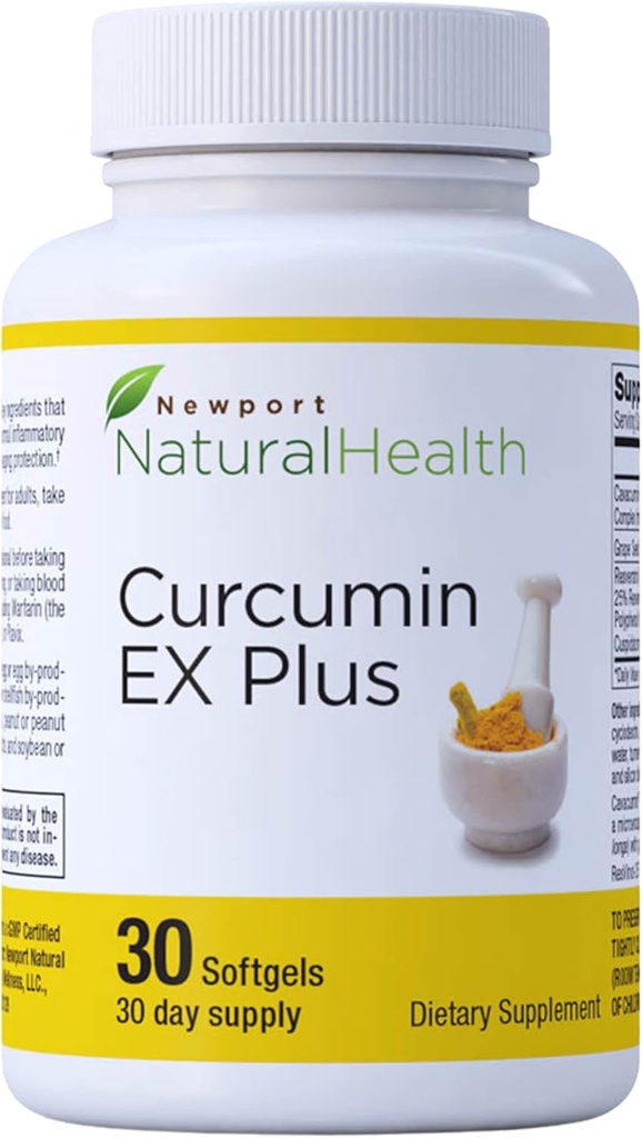 Supplément curcumin curcumin curcumin, Curcumin EX Plus avec extrait de graines de raisin, resvératrol et polyphénols de vin rouge pour la santé articulaire et la santé cardiaque, Curcuminoides Complex 500mg Capsules