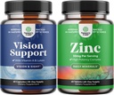 Ensemble de compléments complets pour la santé oculaire pour les adultes pour la vision des yeux secs Pression et protection de la lumière bleue et complexe de zinc pour le système immunitaire et le zinc