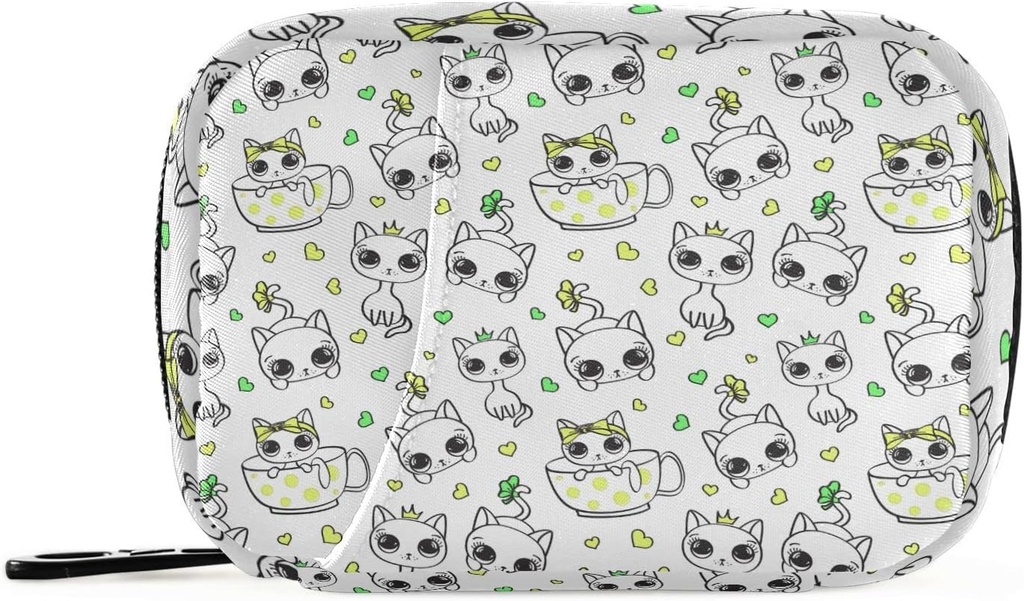 Pill Box Cat 7 Day Pill Case Travel Pill Organizer Bag with Zipper Portable Weekly Vitamine Medicine Supporter Pouch Bag