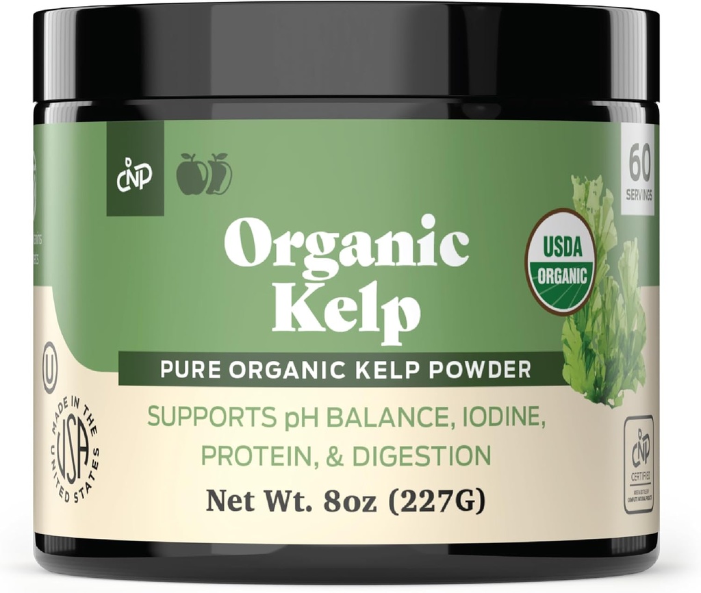 Supplément en poudre de Kelp biologique - en vrac cru, sec, pur en poudre d'algues de mer de Kelp 8oz 75 Servant la thyroïde, l'iode et la digestion