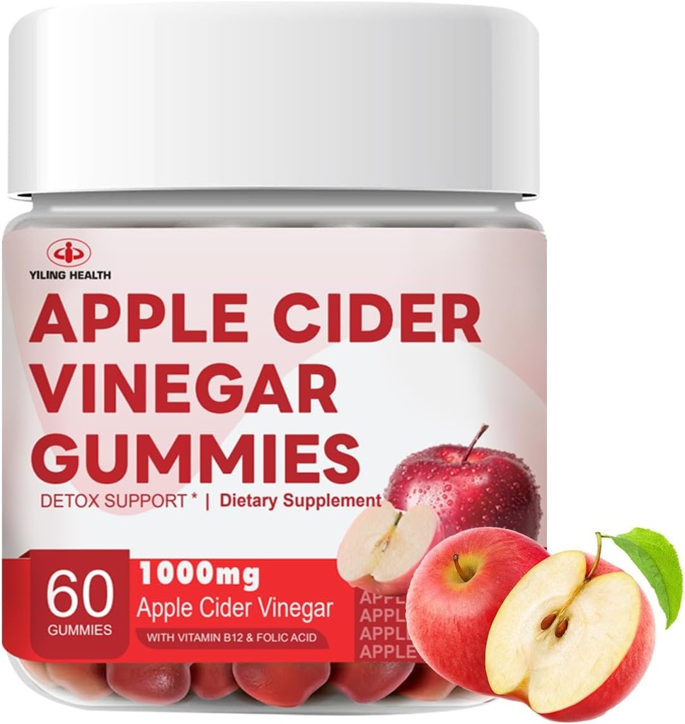 Gummies dell'aceto del sidro di mele dell'ammortizzatore del sapore del asino di sodio migliorato - 1000mg -Formulato per sostenere i livelli di energia normali della salute immunitaria & Gut Health- Gummies del gusto della mela arricchito B12 / B6 / barbabietola