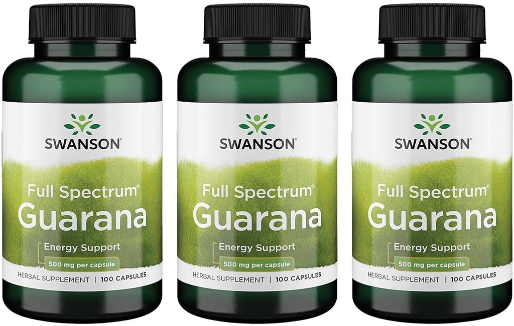 Swanson Guarana 500 Milligramme 100 Kapseln (3 Packung)