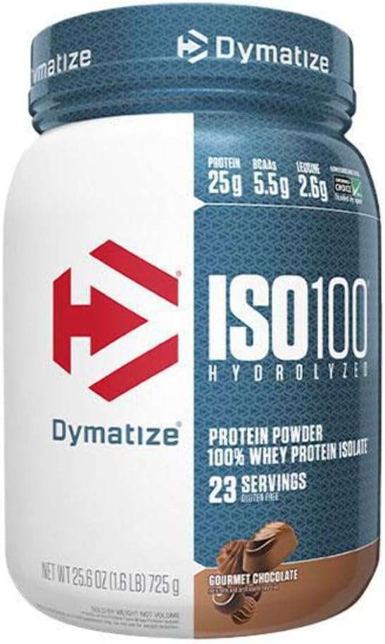 Dymatize ISO 100 Isolato di proteine del siero idrolizzato - Gourmet Cioccolato 1.6 lbs