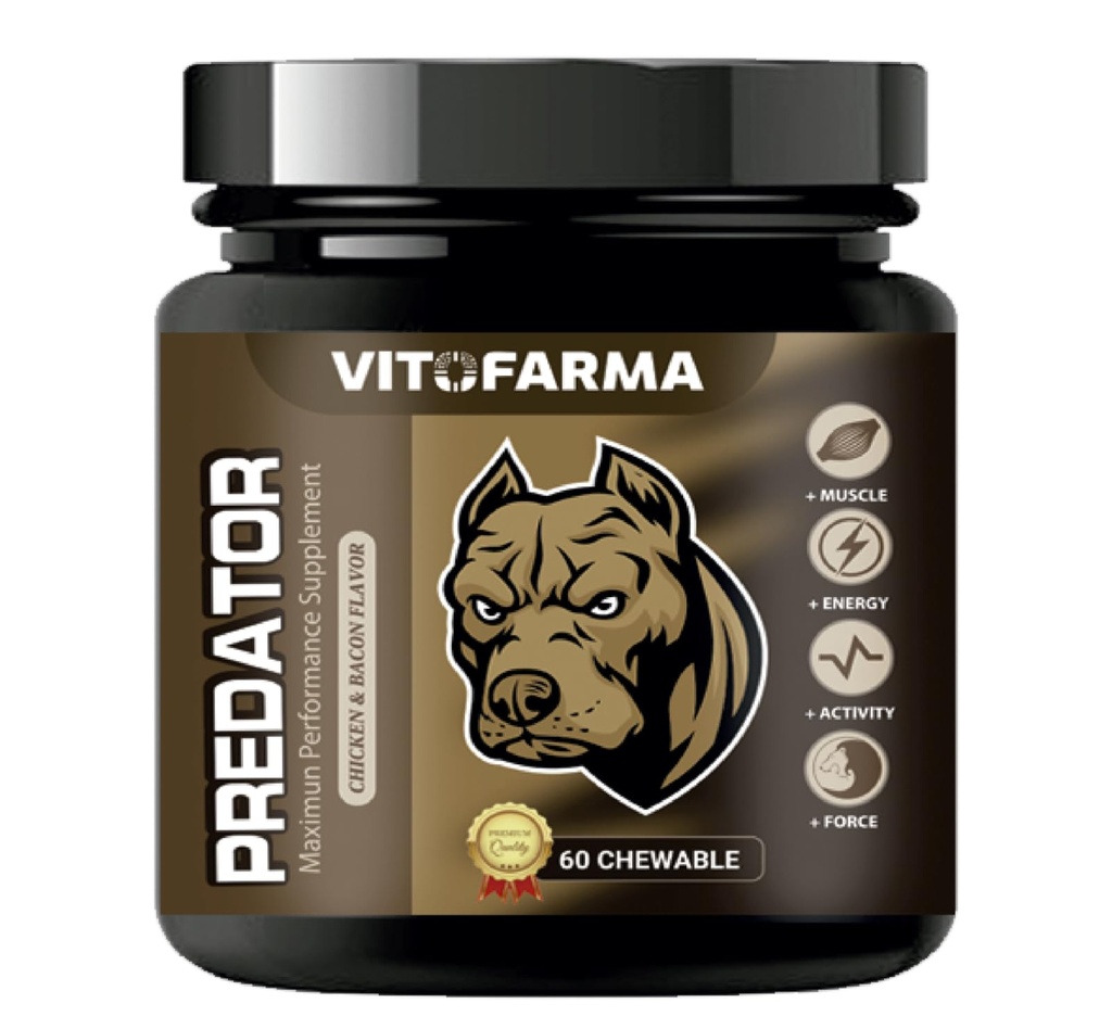 Predator Muscle Builder Comprimés à croquer pour chiens - Supplément canine pour le gain musculaire - 60 onglets