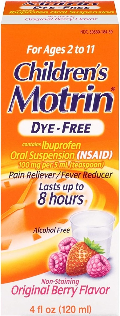 Motrin Kinder DyeFree Pain Reliever und Fever Reducer, 4 Fluid Ounce (5 Pack)