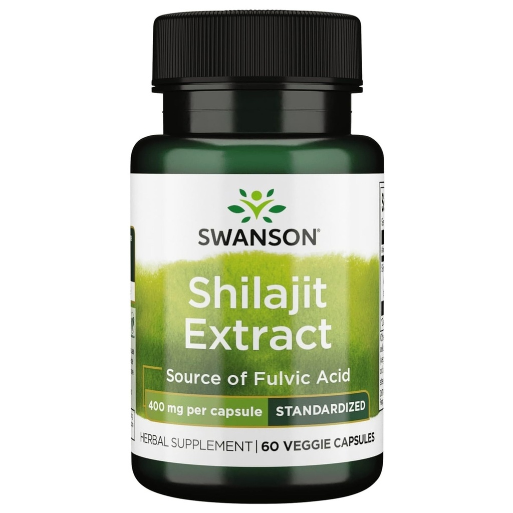 Extrait de Swanson Shilajit - Supplément à base de plantes favorisant le soutien de la croissance cellulaire - Formule naturelle pour le mieux-être global - (400 Milligrammes 60 Capsules de Veg)