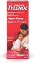 Tylenol pour enfants Suspension buvable en Tylenol, remède liquide pour enfants anti-douleur et réducteur de fièvre pour symptômes du rhume et de la grippe, Aspirine, Ibuprofène et sans alcool, Fraise, 4 fl. oz