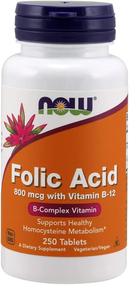 NOW Foods Folic Acid 800 mcg Tabs (Pack von 2)