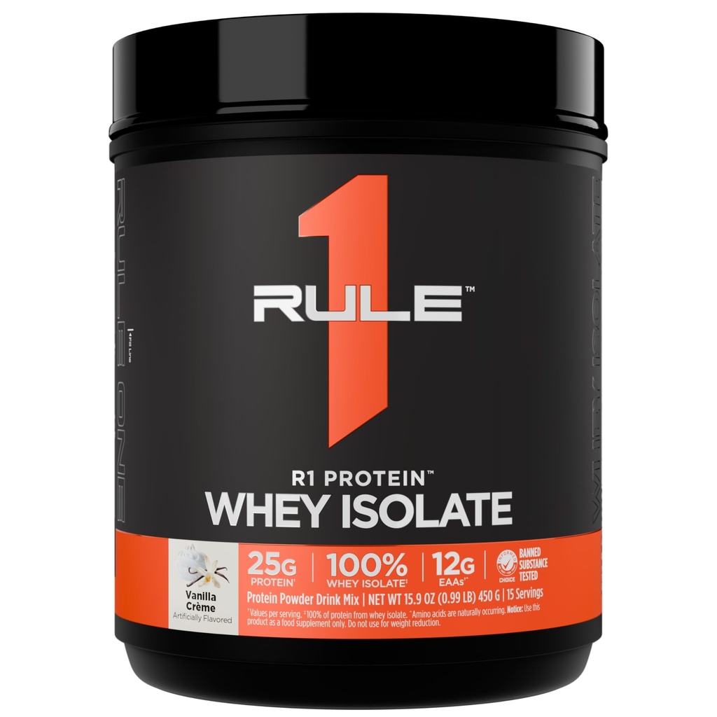 Regola 1 Isolato di siero di proteine R1 - con 25g Proteine & 6g BCAA Esclusivamente da fonti isolate e idrolizzate per il recupero di allenamento (1 Pound*, Creme di Vanilla)