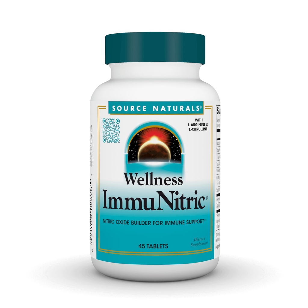 Source Naturals Wellness Immunitric, Nitrique Oxide Builder for Immune System Support*, avec L-Arginine et L-Citrulline - 45 comprimés