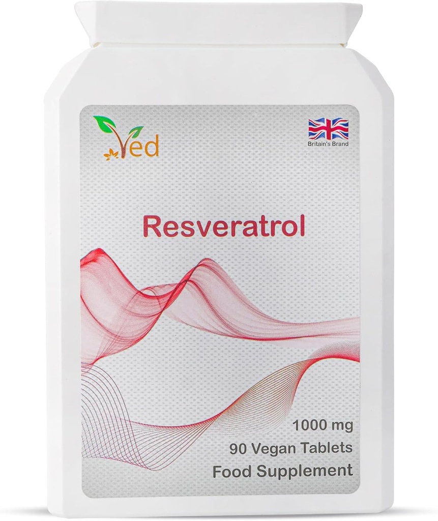 Ved RESVERATROL 1000 mg 90 Tablet, Potent Antioxidants &, Promotes Anti-Aging, Cardiovascular Support, 90 Day Supply per Bottle.