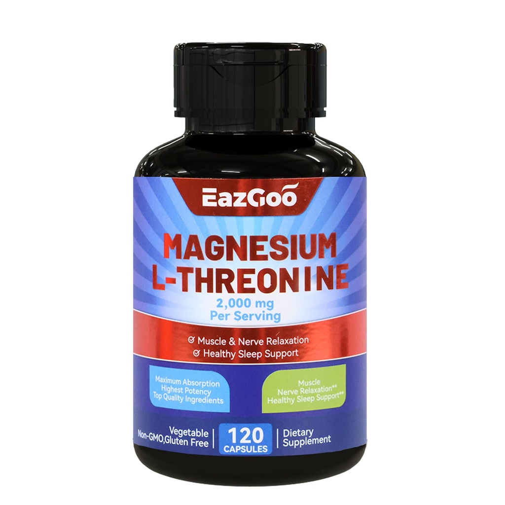 Magnesio L-Threonine Supplemento, Magnesio Minerale Supplemento, Magnesio L-Threonine 2000mg, 120 Capsule