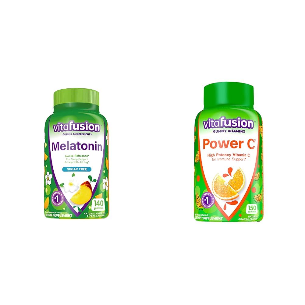 Vitafusion Melatonin 140ct Power C Vitamina C Gummies 150ct Immune Support Orange Flavor