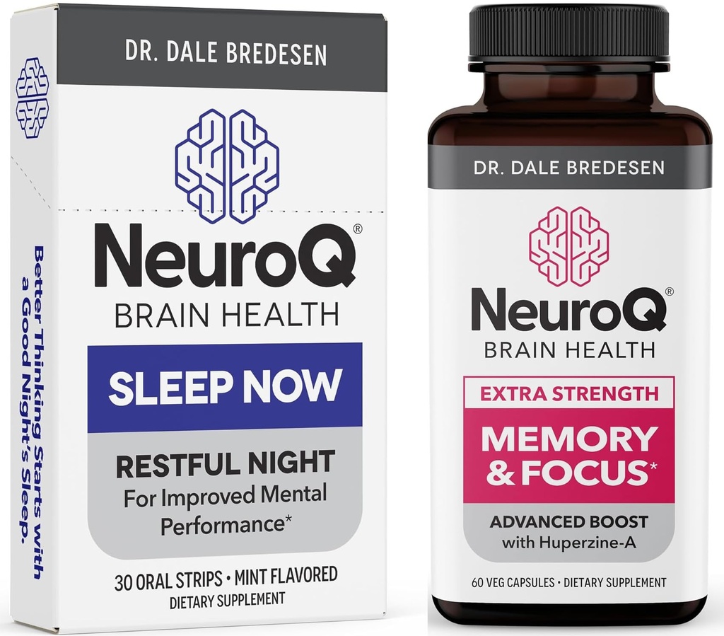 LifeSeasons NeuroQ Memory & Focus with Sleep Now Strips - 24/7 Brain Health Support - Erhöht die kognitive Leistungsfähigkeit und gesunde Gehirnfunktion - Neuroprotective Formula
