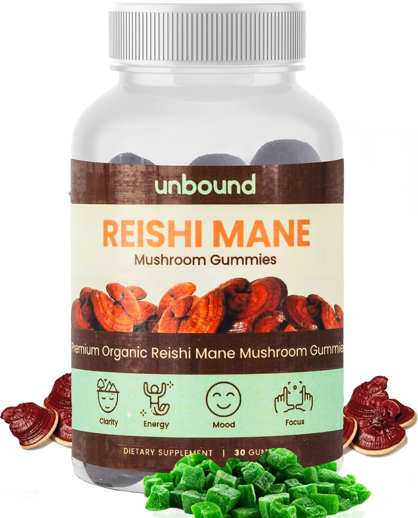 Unbound Reishi Mushroom Gummies. Integratore per Supporto Immune - 60 Gummies