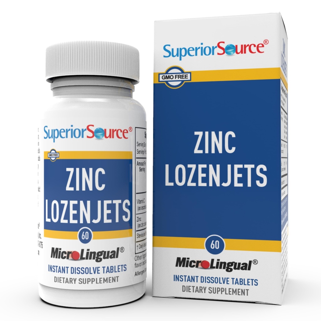 Superior Source Zinc Lozenjets - Supplément de support du système immunitaire - Trace Mineral Complement Aides Systèmes et fonctions - Supplément de zinc pour les femmes et les hommes - 60 comprimés à dissolution instantanée