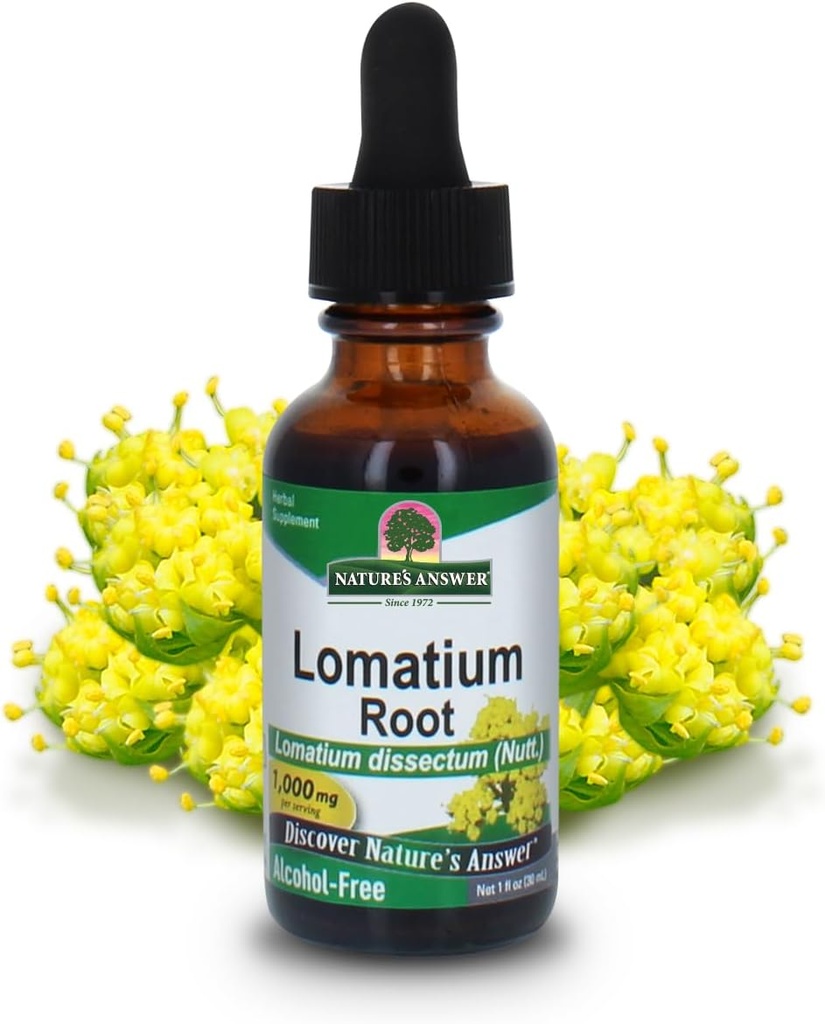Natur Antwort Lomatium Wurzelextrakt Lomatium Dissectum - Natürliche Kräuterergänzung - Gluten Alkoholfrei - Ideal für Immunität Gesamtgesundheit Wohlbefinden - 500mg (1 FL Oz)
