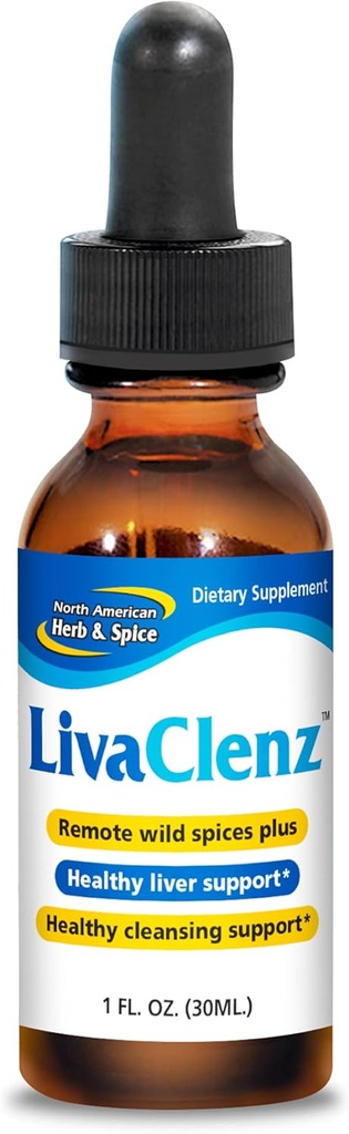 NORTH AMERICAN HERB & SPICE LivaClenz - 1 fl. oz. - Olio di spezie selvatiche - Supporto per fegato sano e vescica - Non-GMO - 24 Serve