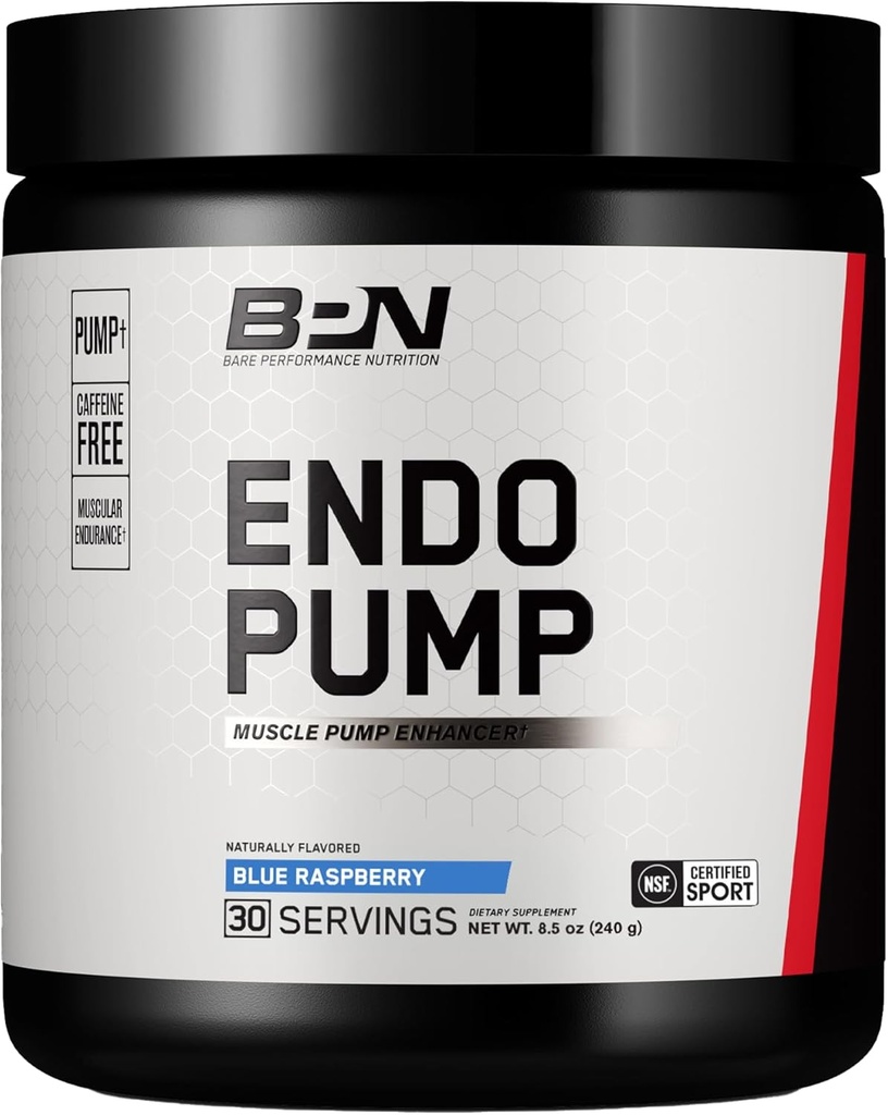 NUTRITION BARE PERFORMANCE, pompe BPN Endo Endo Enhancer pré-entraînement de pompe musculaire, augmentation du flux sanguin / oxygène transport aux muscles, framboise bleue
