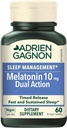 Adrien Gagnon - Melatonin 10mg, Melatonina Dual Action Time Release per il sonno profondo, Aiuti naturali per il sonno per gli adulti ad alta resistenza, 60 compresse Vegan Melatonin Fast Dissolve