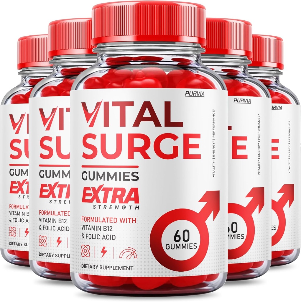 (5 Pack) Vital Surge Gummies - Formula Ufficiale - Massima Forza Vital Surge Gummies, Vitalsurge Vitamin Supplement Gummies Advanced Wellness Support, Vital Surge Gummies Made in USA (300 Gummies)