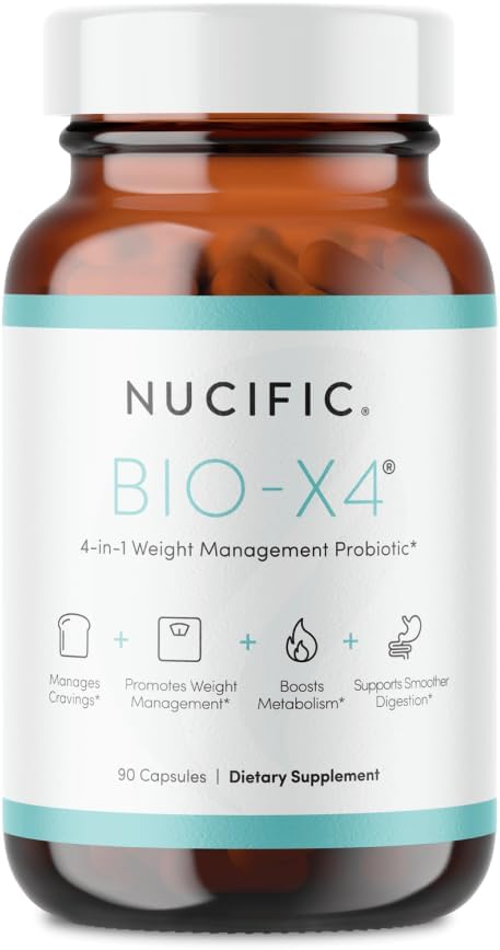 Nucific® Bio-X4 4-in-1 Supplemento probiotico di gestione del peso, 90 conteggio.