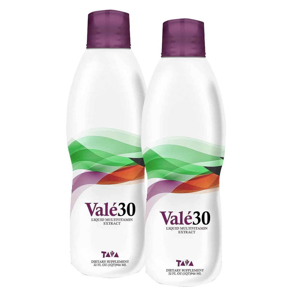 TAVA Valé30 - Multivitamine liquide - Supplément de 30 jours avec complexe vitamine A et B pour les hommes, les femmes et la famille, boisson boost quotidienne - 2 bouteilles