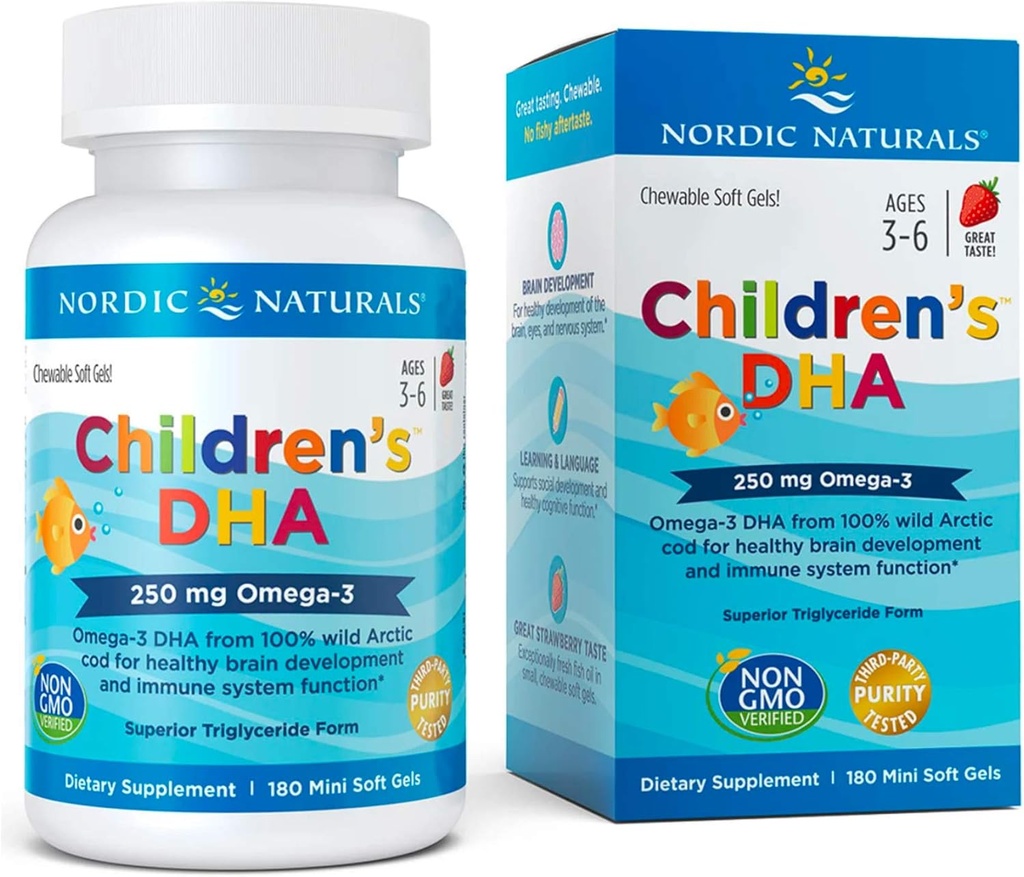 Nordic Naturals Children's DHA 250 mg Chewables, Strawberry, 180 ct