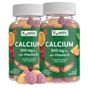 YumVs Calcium 500mg con vitamina D3 - Raspberry & Orange Flavor Calcium Vitamin D Gummies, Chewable Calcium Supplement per bambini e adulti, Vitamina D Calcium Gummies (60 conteggio (Pack of 2))