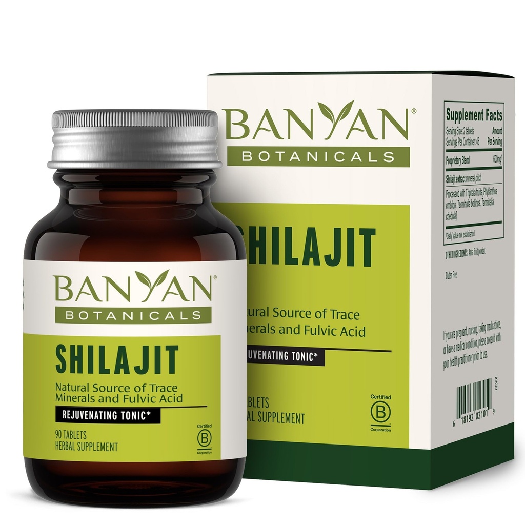 Banyan Botanicals Shilajit – Pitch minerale organico e sostenibile – Supplemento Mineral-Rich Shilajit per la disintossicazione naturale e l'invecchiamento sano* – 90 compresse – Non OGM Sostenibilmente Sourced Vegan