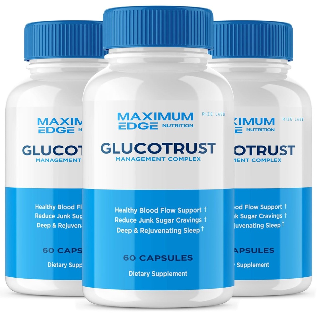 labs - Glucotrust Supplement Capsules, Pilules de Formule Avancée, Balance Edge Original Support Extra Strength, Natural, Vegan, 3 Pack (180 Capsules)