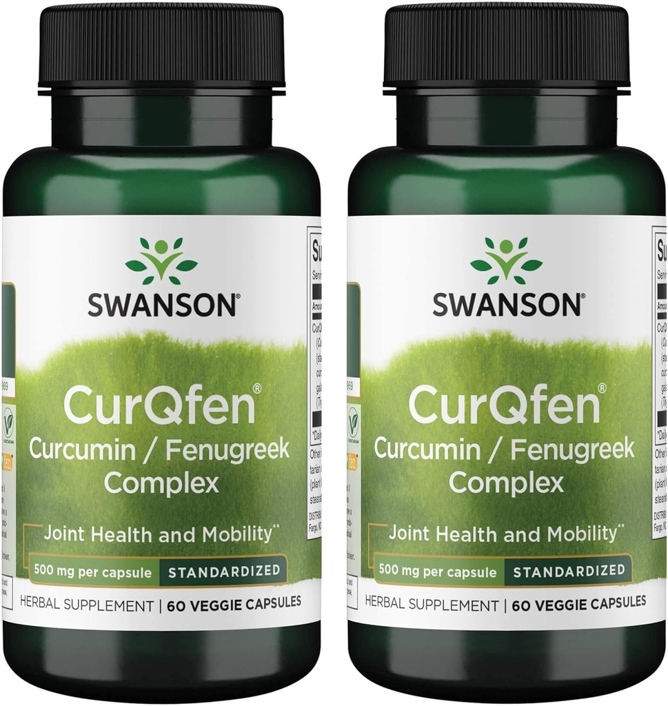 Swanson Controlled Release Curqfen Curcumin/Fenugreek Complex 60 Veg Capsule (2 Pack)