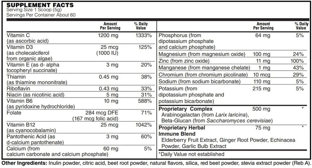 BariatricPal ImmunoLYTE Fizz mit 1200mg Vitamin C Plus D3, Zink & Elderberry - Immununterstützung & Elektrolyt Erholung! - Berry