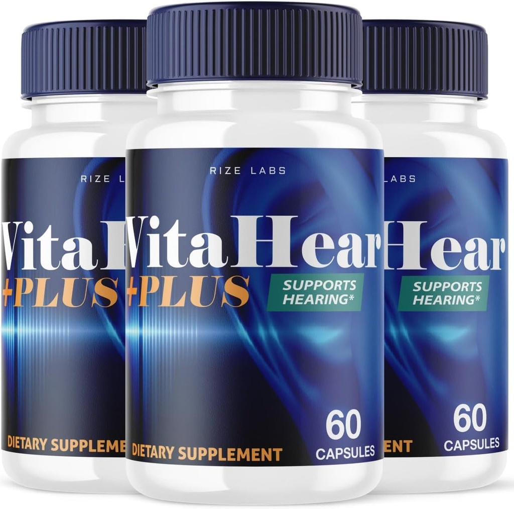 rize labs VitaHear Plus Supplement, Kapseln für komplette Ohr Gesundheit und Vorwärts Formel Pillen zu Regain Volle Kapazität - Paket von 3(180 Kapseln)