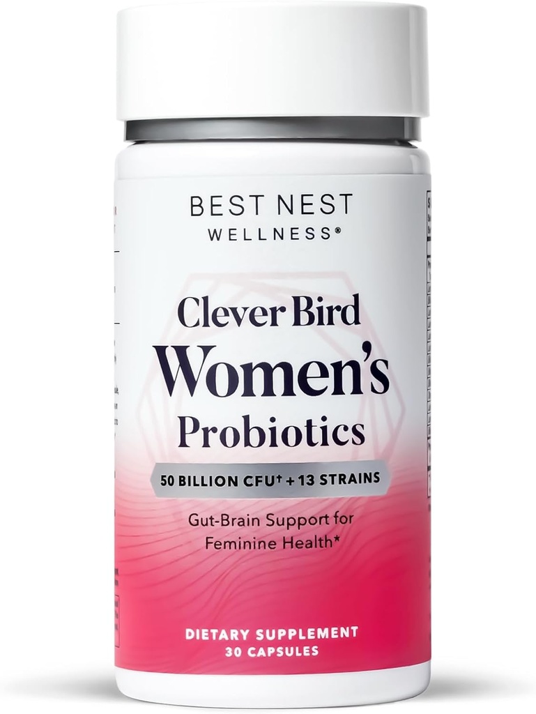 Best Nest Wellness Women's Probiotics - Gut & Brain Health Support Supplement - Formula con Strains Probiotici Multiple - Integratore Digestivo di Supporto per Donne - 30 Capsule