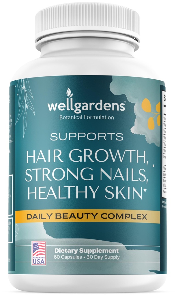 Vitamines 100% pures de la peau et des ongles - Vitamines biotiniques pour les femmes et les hommes, 18 ans et plus, soutient la croissance des cheveux plus rapide, ongles plus forts, peau saine, force supplémentaire 78,1119mcg - 1 mois d'approvisionnement