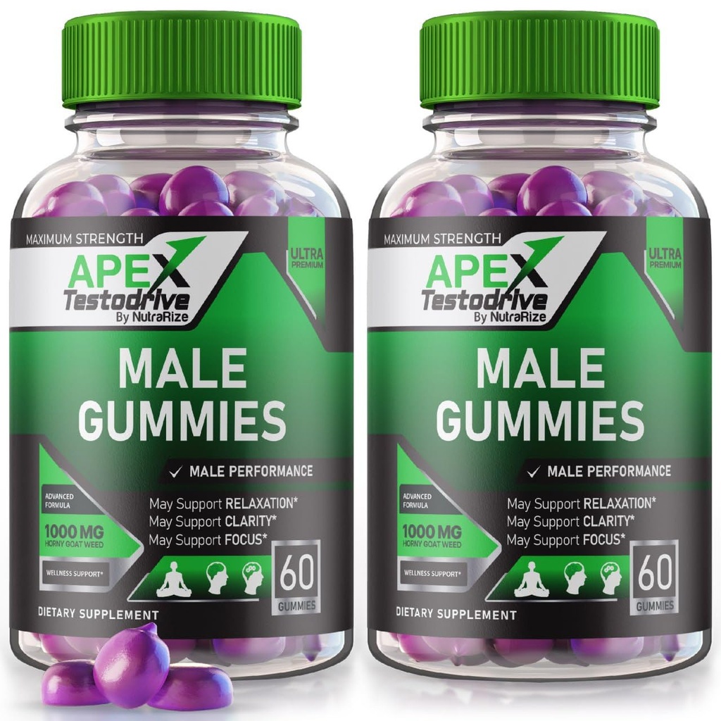 (2 Pack) Apex Testodrive, Apex Testodrive Nahrungsergänzung für Männer, Apex Testodrive Won All-Natural Formel für allgemeine Wellness und Spitzenleistung, Apex Testo Drive Gomitas Review (120 Gummi)
