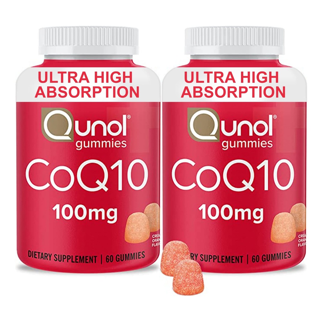 Qunol CoQ10 Gummis, CoQ10 100mg, Delicious Gummy Ergänzungen, hilft Herzgesundheit, Vegan, Glutenfrei, Ultra High Absorption, 2 Monate Versorgung (60 Zähler, Paket von 2)