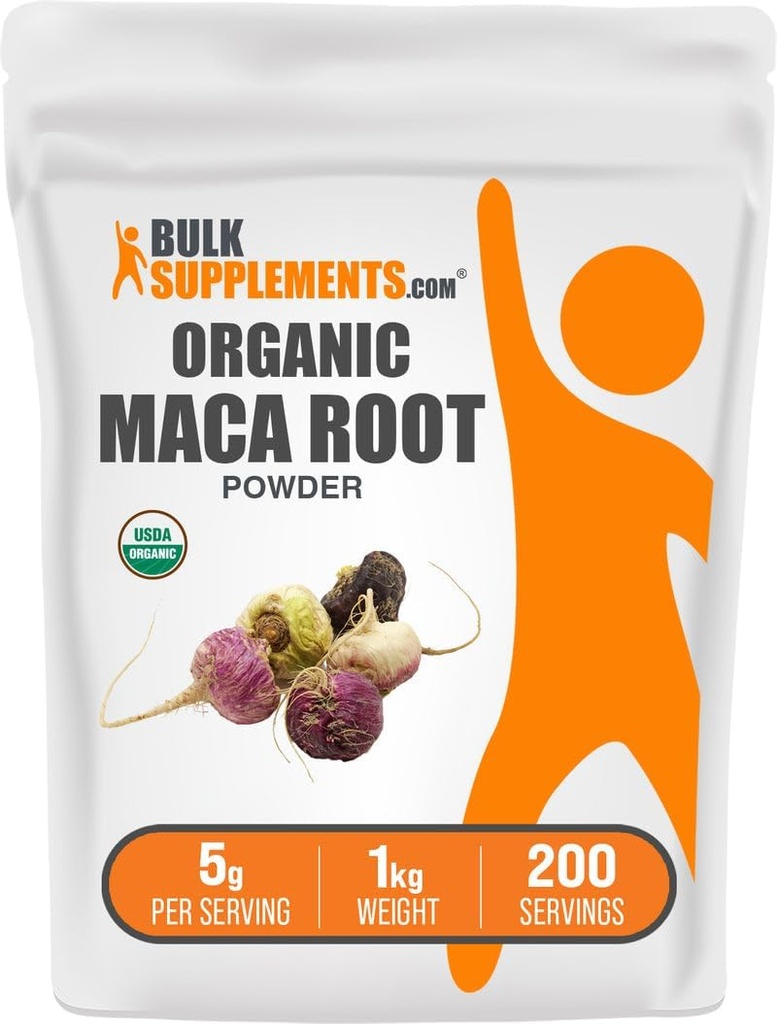 BulkSupplements.com Organic Maca Powder - Bio Maca Root Powder, Superfood Supplement - Glutenfrei, 5g pro Servierung, 1kg (2.2 lbs) (Pack von 1)