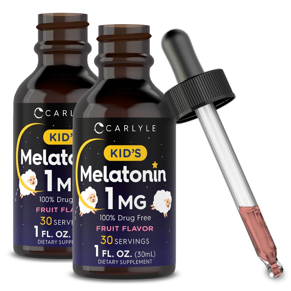 Carlyle Kids Melatonin Liquid | 1 fl oz | Two Pack | Fruit Flavor | Drug Free Children Supplemento