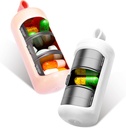 2 Pack 3 Compartiment Petite Pill Case, Mini Pill Box Portable - Supplément de Pill Médicament de Voyage quotidien Organisateur, Vitamine Container (White+Pink)