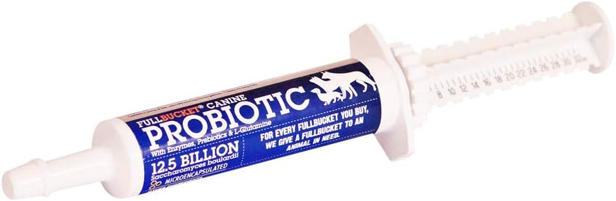 FullBucket Canine Probiotic Paste für Hunde mit 12.5 Billion Probiotic CFUs, Enzyme, Prebiotics und L-Glutamin für Urgent Care, 32.5 mL Tube