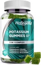 Potassio 3 in 1 Gummies Complesso Zucchero Libero, Nuova formula con 99mg Citrato di potassio, Cloruro di potassio, Gluconato di potassio, Crampe di gambe e integratori muscolari, 60 Masticabili