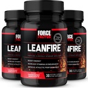 FACTEUR DE FORCE LeanFire, 3-Pack, Pills d'énergie préentraînement avec extrait de thé vert et caféine pour augmenter l'énergie, construire le muscle maigre, améliorer la performance sportif, et améliorer la concentration, 90 capsules