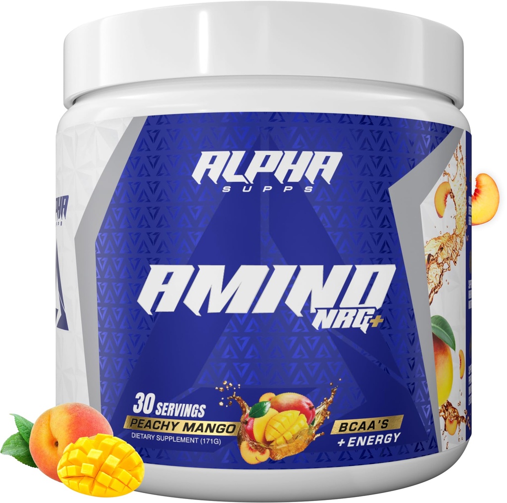 Polvere di recupero dell'energia dell'aminoamino NRG+ BCAA - miscela di idratazione con gli elettroliti - miscela di messa a fuoco per il supporto ottimale delle prestazioni in uomini e donne (30 Serve, Mango di Peachy)
