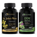 St Johns Wort 900mg-Mood Support Supplement-Calm Supplements. DIM Supplement 300mg with Broccoli 200mg BioPerine 10mg-Hormone and Estrogen Balance for Women&Men.120 Vegetable Capsules(2 MONTHS SUPPLY)