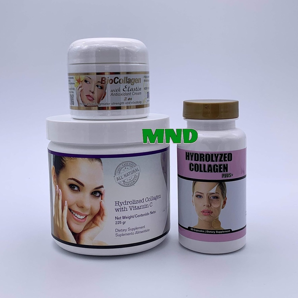 BIO HYDROLIZED Collagen Plus Vitamin C Pulver Gesunde Haare Pillen Elastin Creme