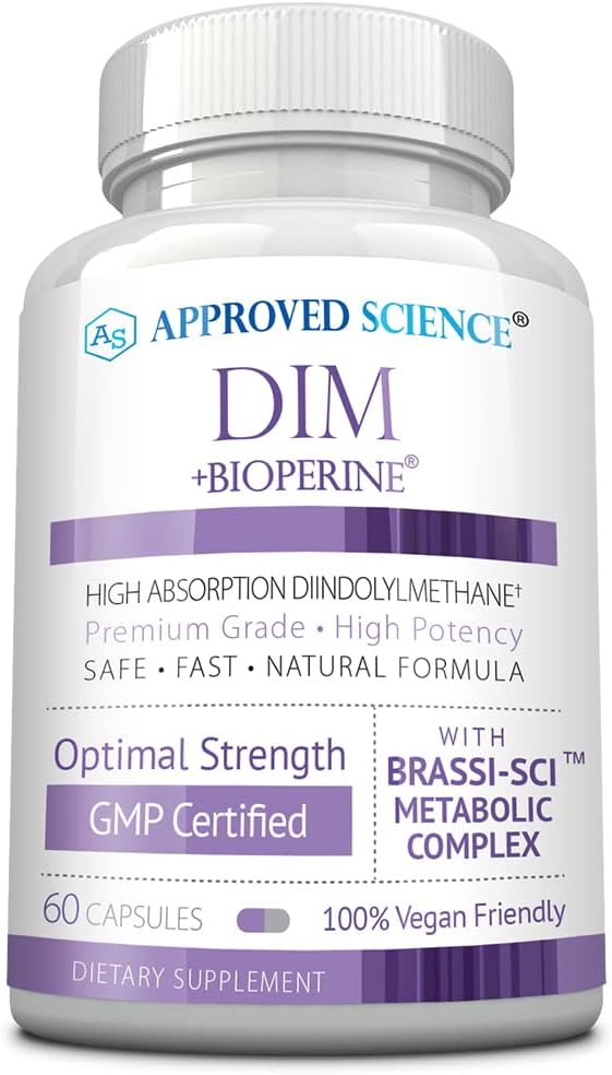 Scienza approvata DIM - Estrogen Metabolismo Supporto - DIM, Broccoli Sprout, Seme di senape, Calcio D, BioPerine - Vegan - 1 Bottiglia - 60 capsule