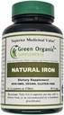 (Pack of 1) Green Organic Supplements' Iron, 2000mg Organic Iron Capsules, 90, Hand Made, Vegan, Non OGM, & Gluten Free Iron Capsules