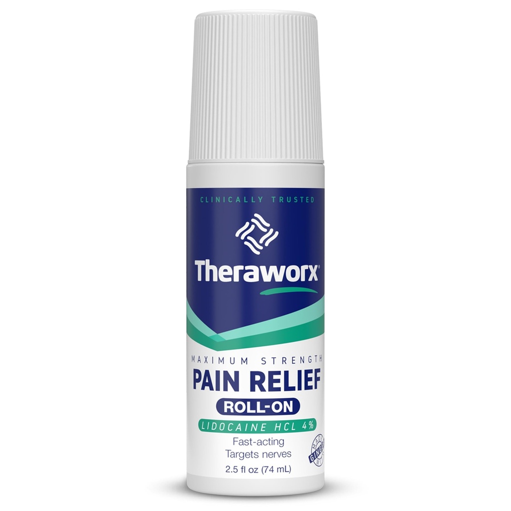 Theraworx Maximale Stärke Schmerzlinderung Roll-On mit Lidocaine, Fast-Acting - 2.5 Oz - 1 Zähler